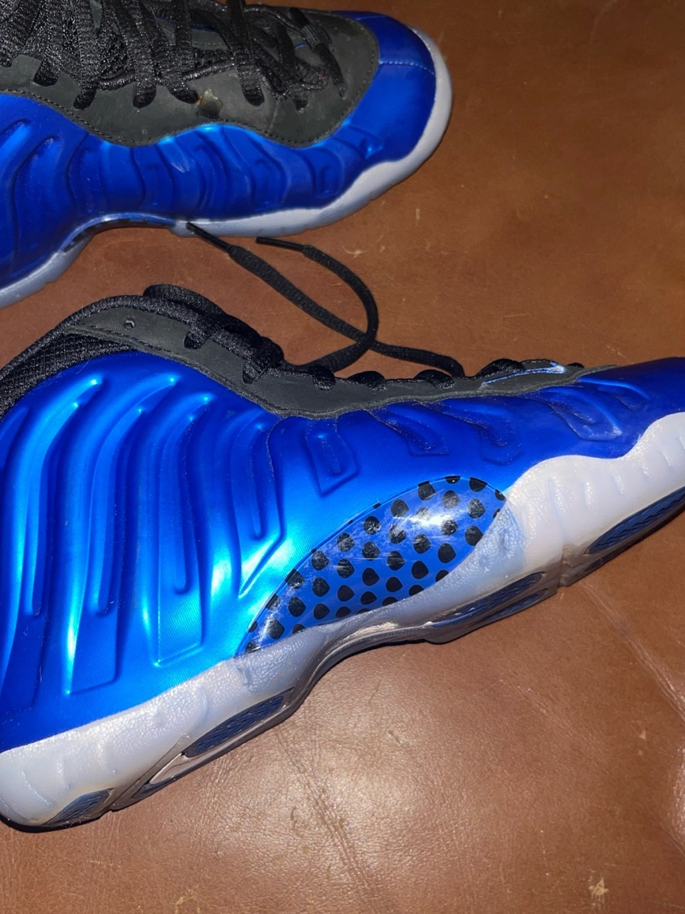 Nike Air Kids Metallic Royal Blue and Black Foamposite Sneakers